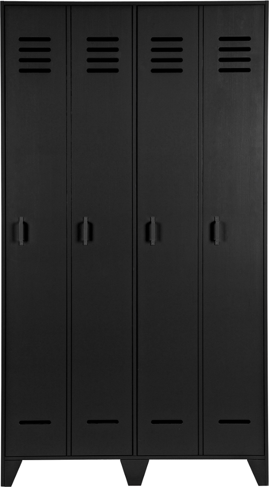Woood Stijn Locker Skab   Sort Fyrretræ H187ã B40ã D103 Cm     Døre     Hylder   Minimalistisk Opbevaring Til Hjem Og Kontor