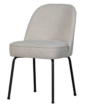 Woood Vogue Spisebordsstol Natur Bouclé Polyester Stof Og Sort Metal