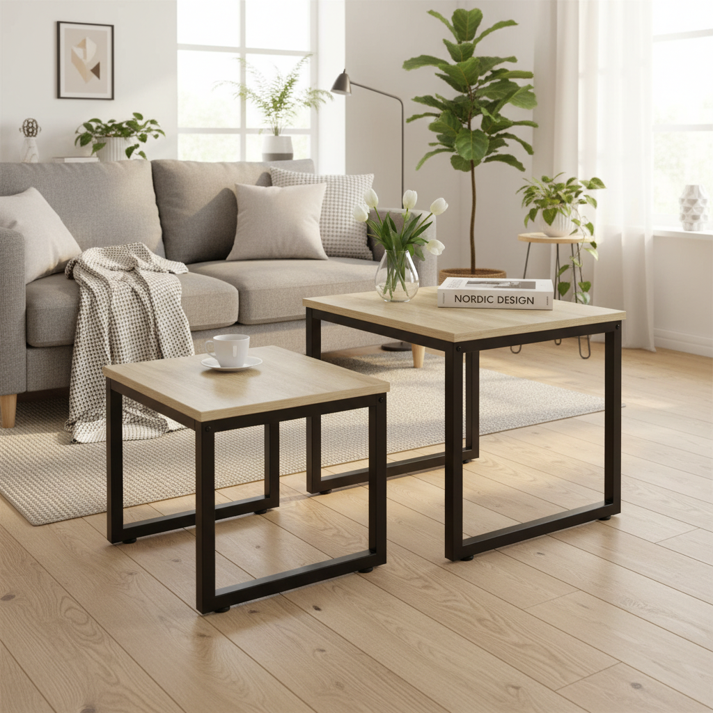 Sofaborde Med Naturfarvede Bordplader  50x50x50cm