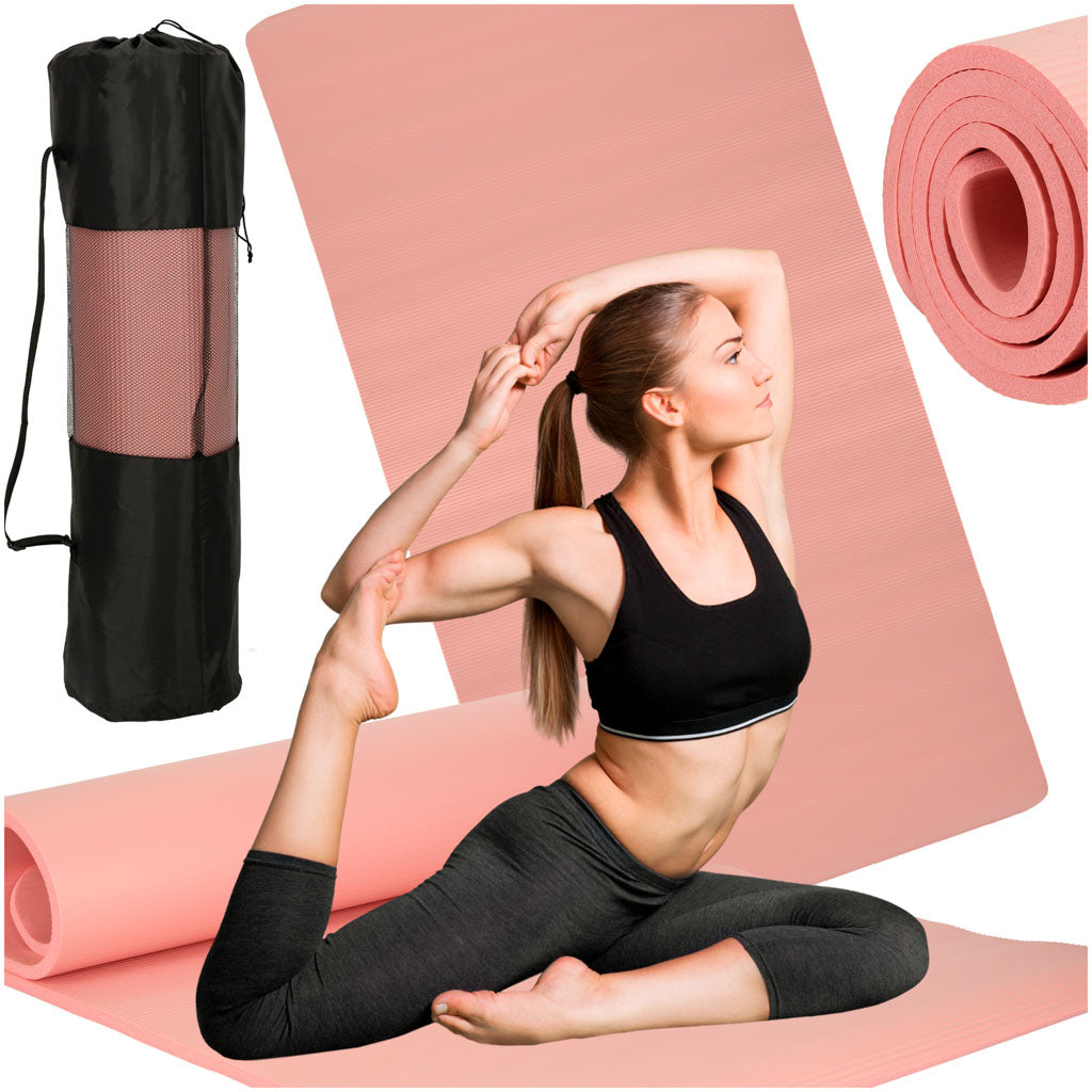 Yoga Træningsmåtte Gymnastik Fitness Træning Carimata Tyk Cm Pink Betræk