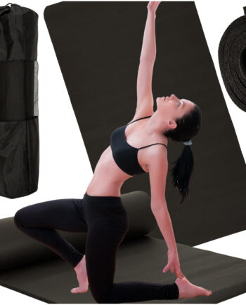 Yoga Træningsmåtte Tyk 185x80x1   Cm Sort