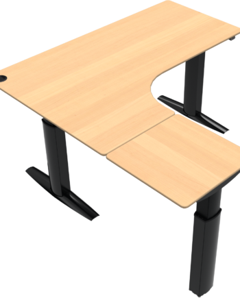 Zennord Elevateline  -formet Tre-bens Venstrevendt Hæve- Sænkebord Natur Sort   68-120 Cm