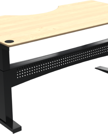 Zennord Flexdesk Ergonomisk To-bens Hæve- Sænkebord Med Centerudskæring  Højdejusterbar 65-122 Cm  Ahorn Sort  200x100 Cm
