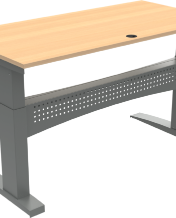 Zennord Flexdesk Hæve- Sænkebord Firkantet 160x80 Cm Naturbøg Sølv Stel Med Bosch-motor Højde 65-122 Cm