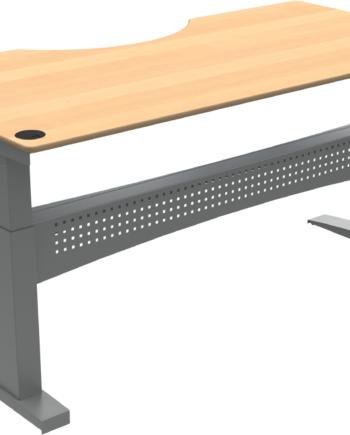 Zennord Flexdesk To-bens Hæve- Sænkebord Med Centerudskæring Justerbar 65 122 Cm Natur Sølv Bøg
