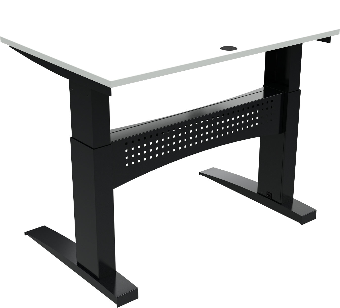 Zennord Flexdesk To-bens Sidde- Ståbord Hvid Melamin Sort Stel Højde 65-122 Cm