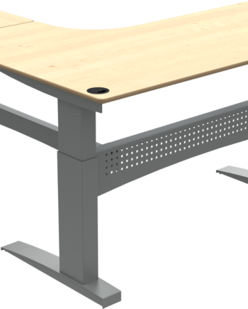 Zennord Flexdesk Tre-bens  -formet Hæve- Sænkebord   Naturfarvet Ahorn Og Sølv 180x180 Cm Højrevendt