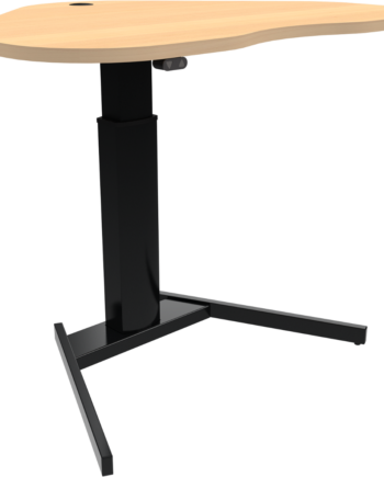 Zennord Optiheight Enkeltbenet Hjerteformet Hæve- Sænkebord Bøg Natur Sort Justerbar 68-120 Cm