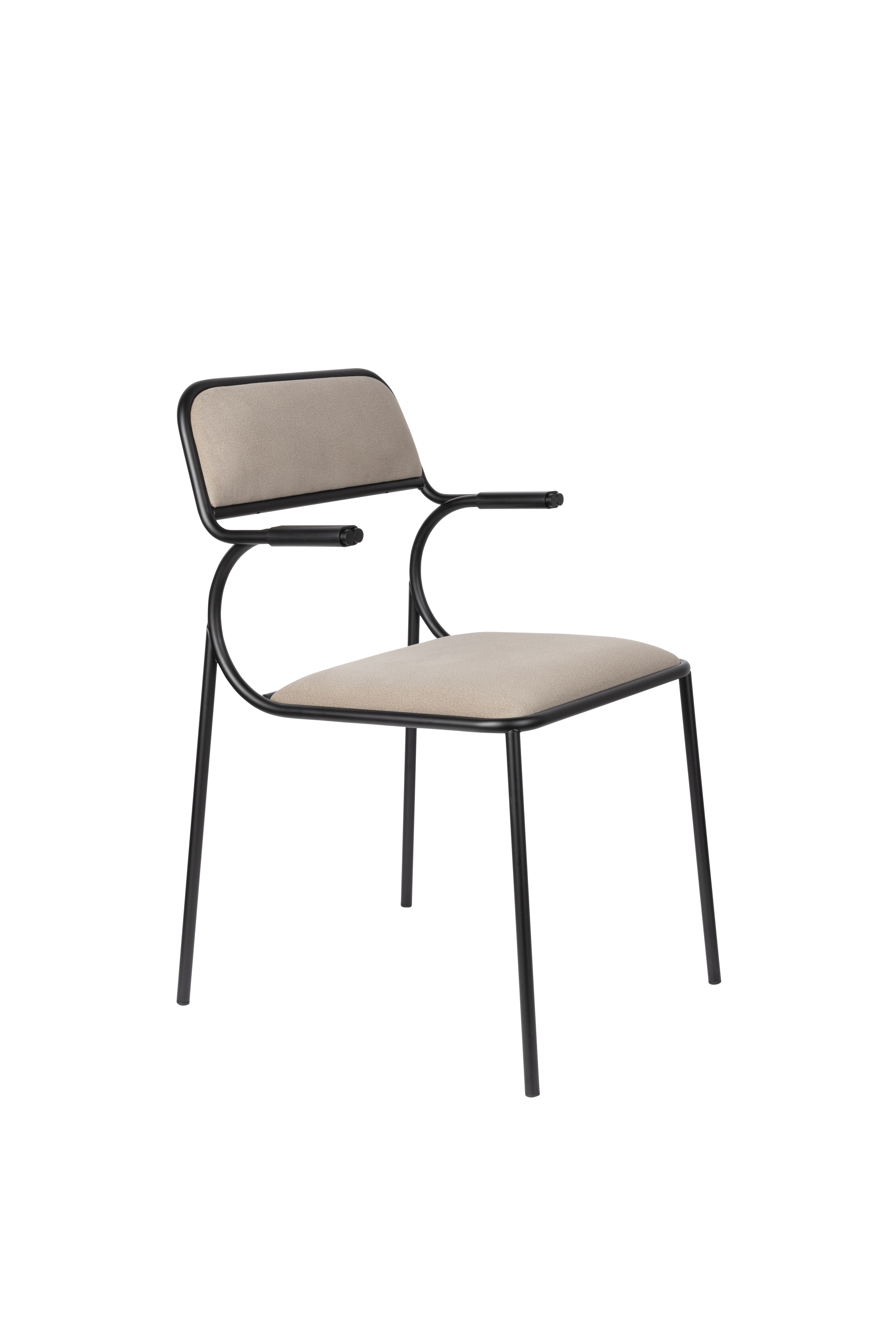 Zuiver Alba Lænestol     Armlæn Beige Fløjl Og Sort Metal
