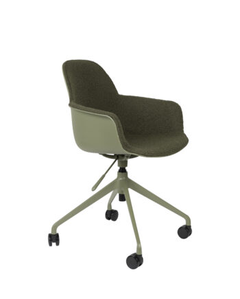 Zuiver Albert Kuip Kontorstol     Armlæn Og Hjul Grøn Polyester Og Grøn Aluminium