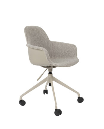 Zuiver Albert Kuip Kontorstol     Armlæn Og Hjul Taupe Polyester Og Taupe Aluminium