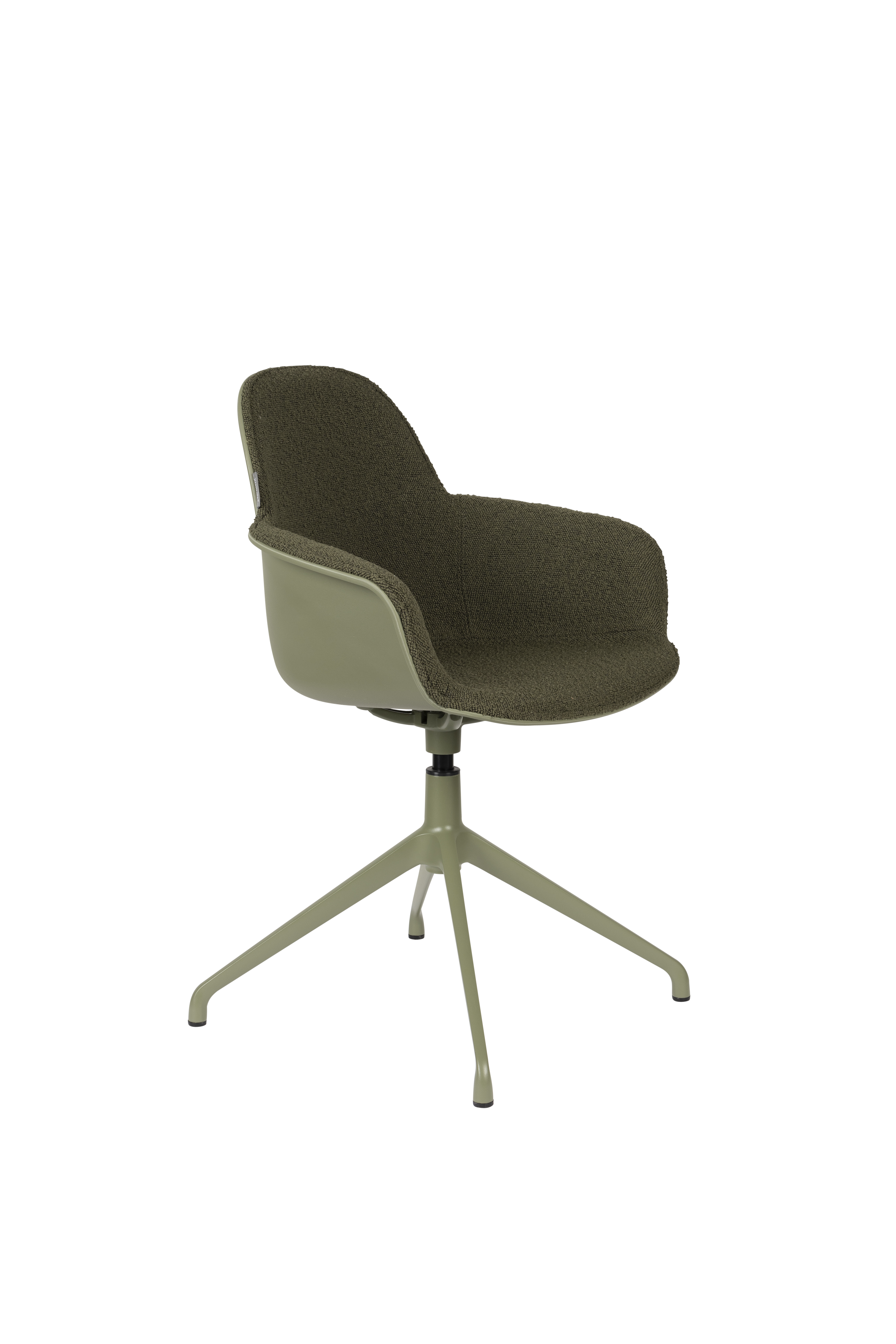 Zuiver Albert Kuip Spisebordsstol     Armlæn Og Drejefunktion Grøn Polyester Og Grøn Aluminium