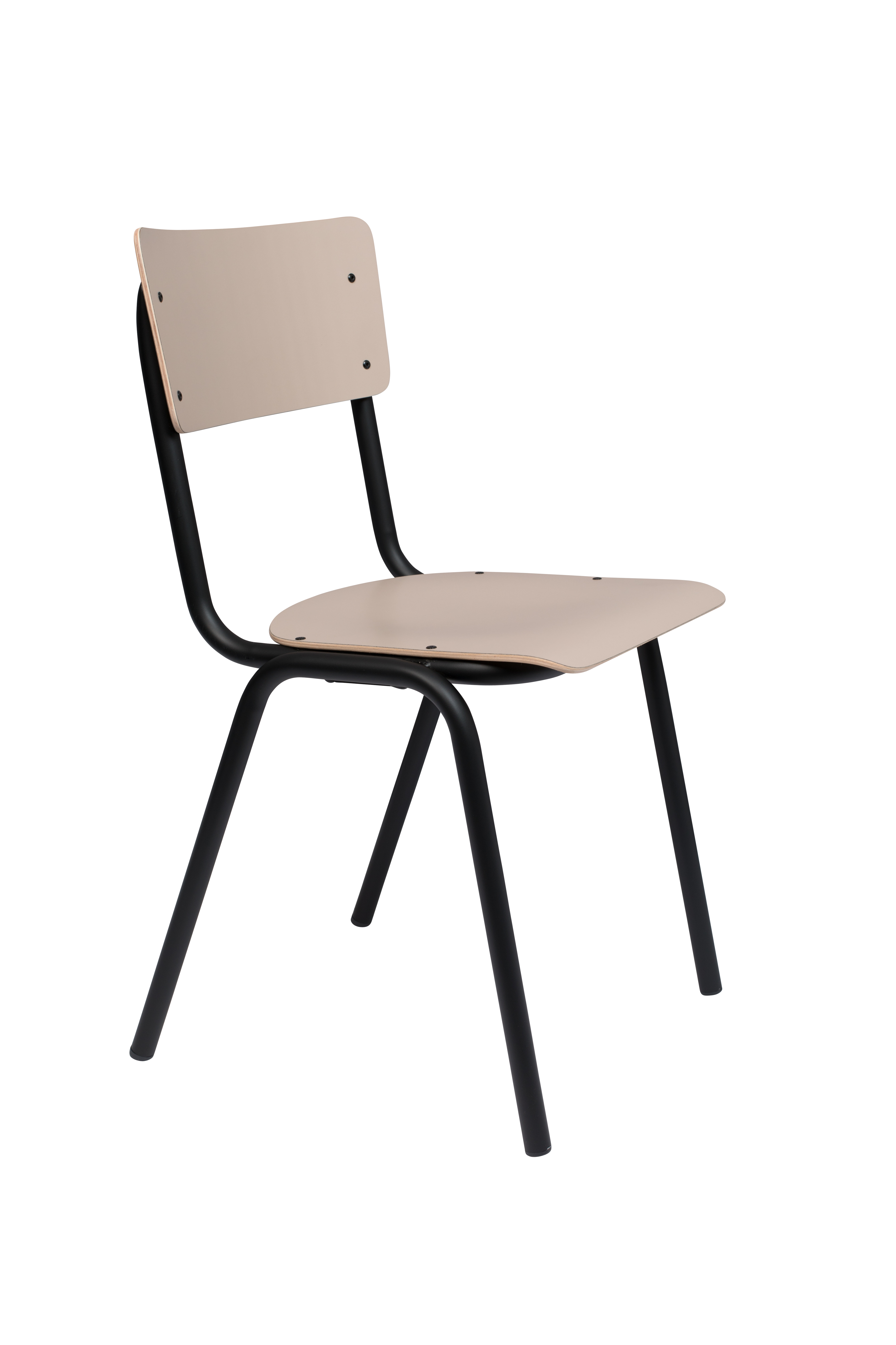 Zuiver Back To School Spisebordsstol  Stabelbar Mat Beige Hpl Og Sort Stål