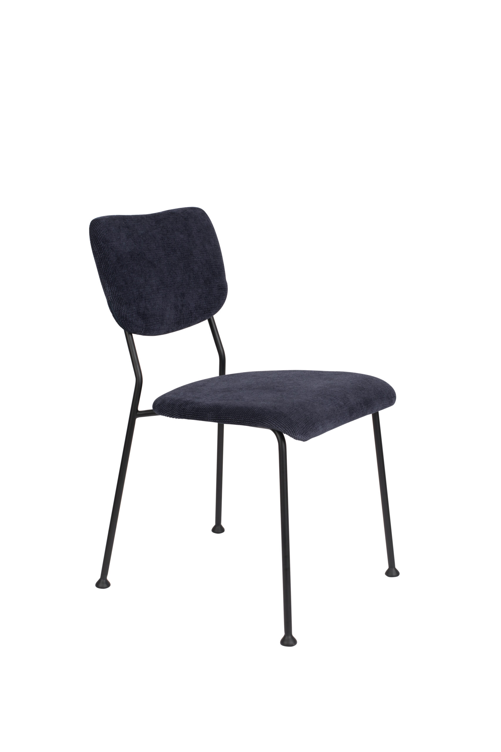 Zuiver Benson Spisebordsstol Mørkeblå Fløjl Polyester Nylon Og Sort Stål