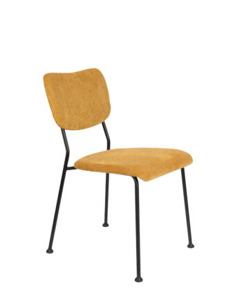 Zuiver Benson Spisebordsstol Okkergul Fløjl Polyester Nylon Og Sort Stål