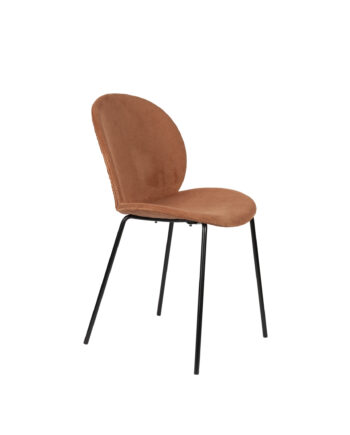 Zuiver Bonnet Spisebordsstol Terracotta Fløjl Stof Og Sort Metal