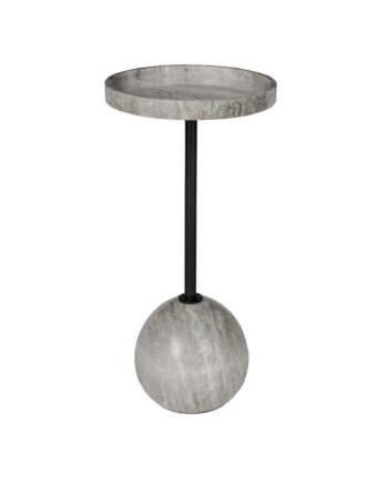 Zuiver Cocktail Sidebord  Rund Grå Marmor Og Sort Jern  ø25