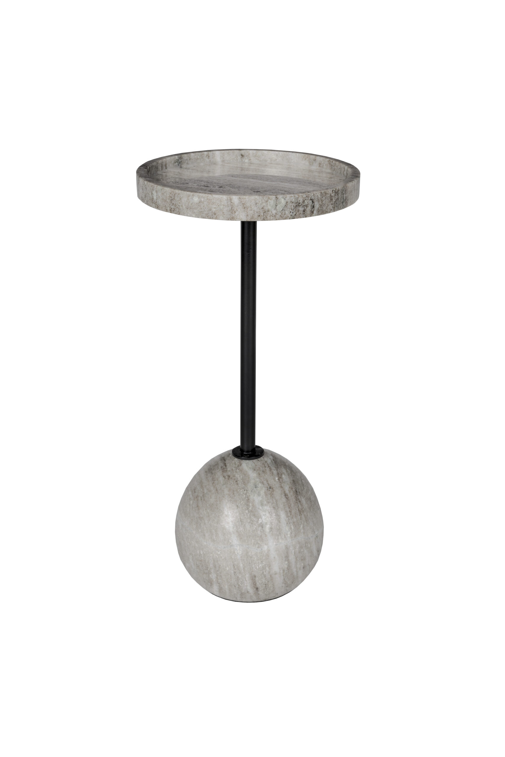 Zuiver Cocktail Sidebord Rund Grå Marmor Og Sort Jern ø25