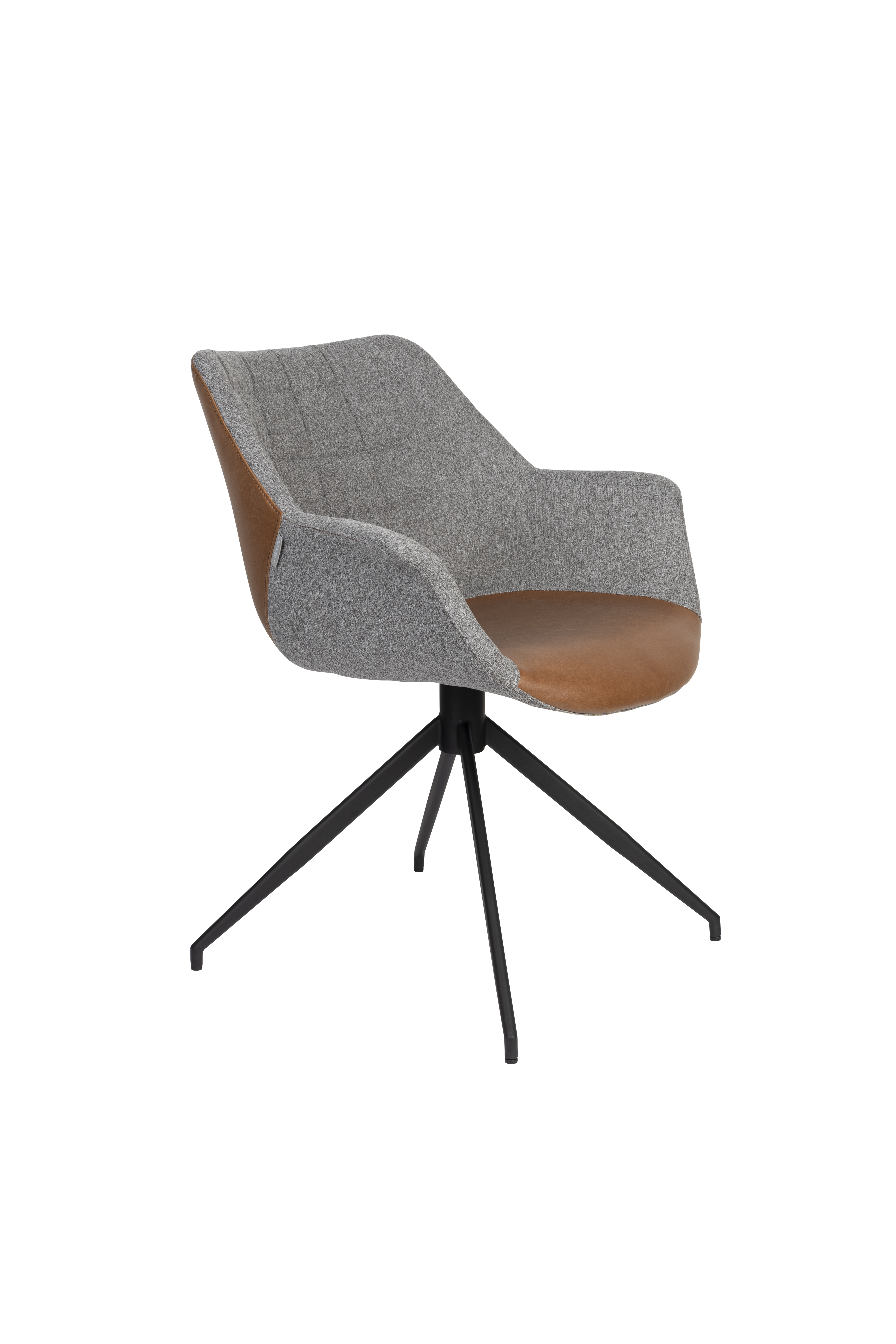 Zuiver Doulton Swivel Drejestol     Armlæn Vintage Brun  Grå Polyakryl Polyester Og Sort Stål