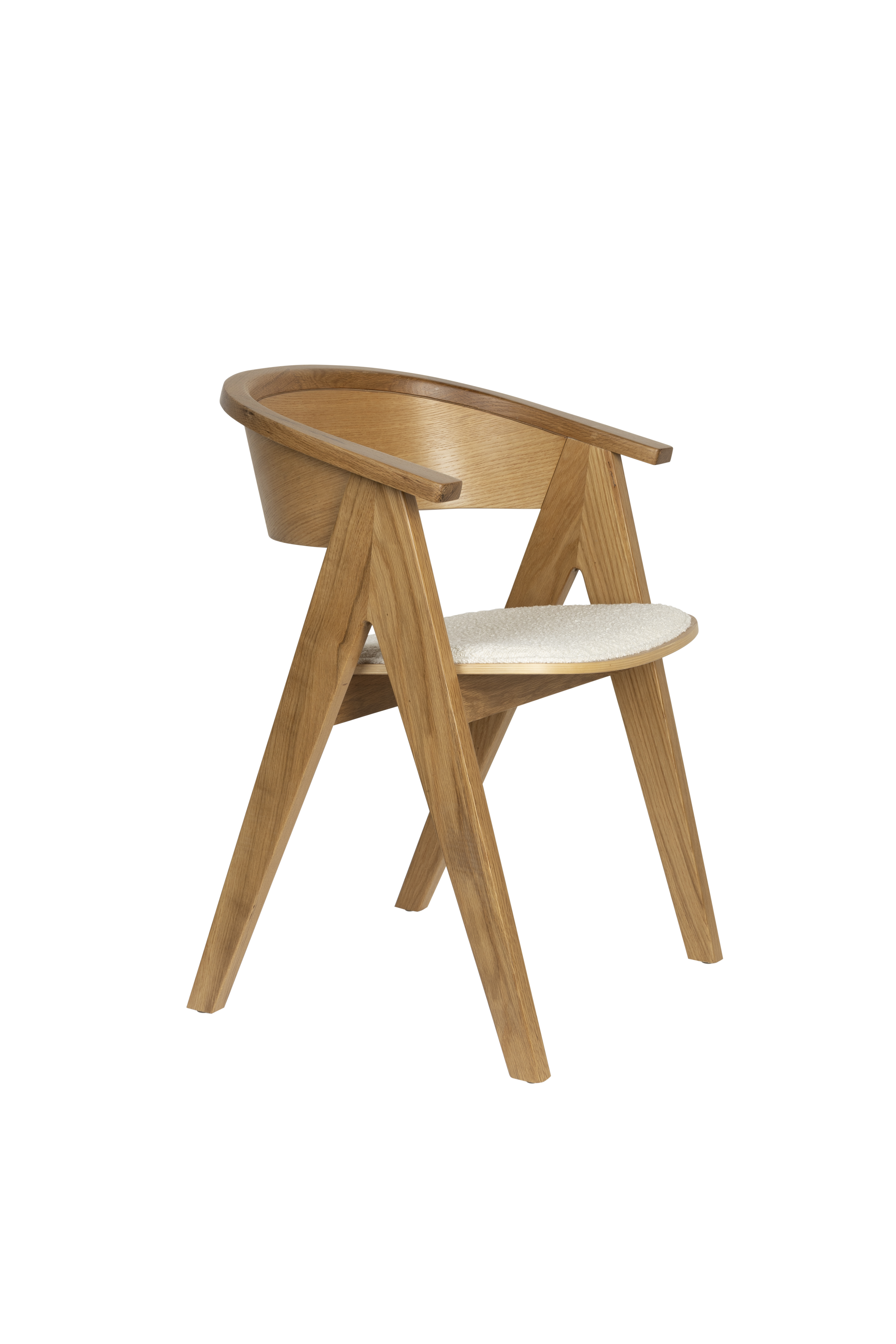 Zuiver Ndsm Lænestol     Armlæn Beige Bouclé Stof Og Natur Egetræ