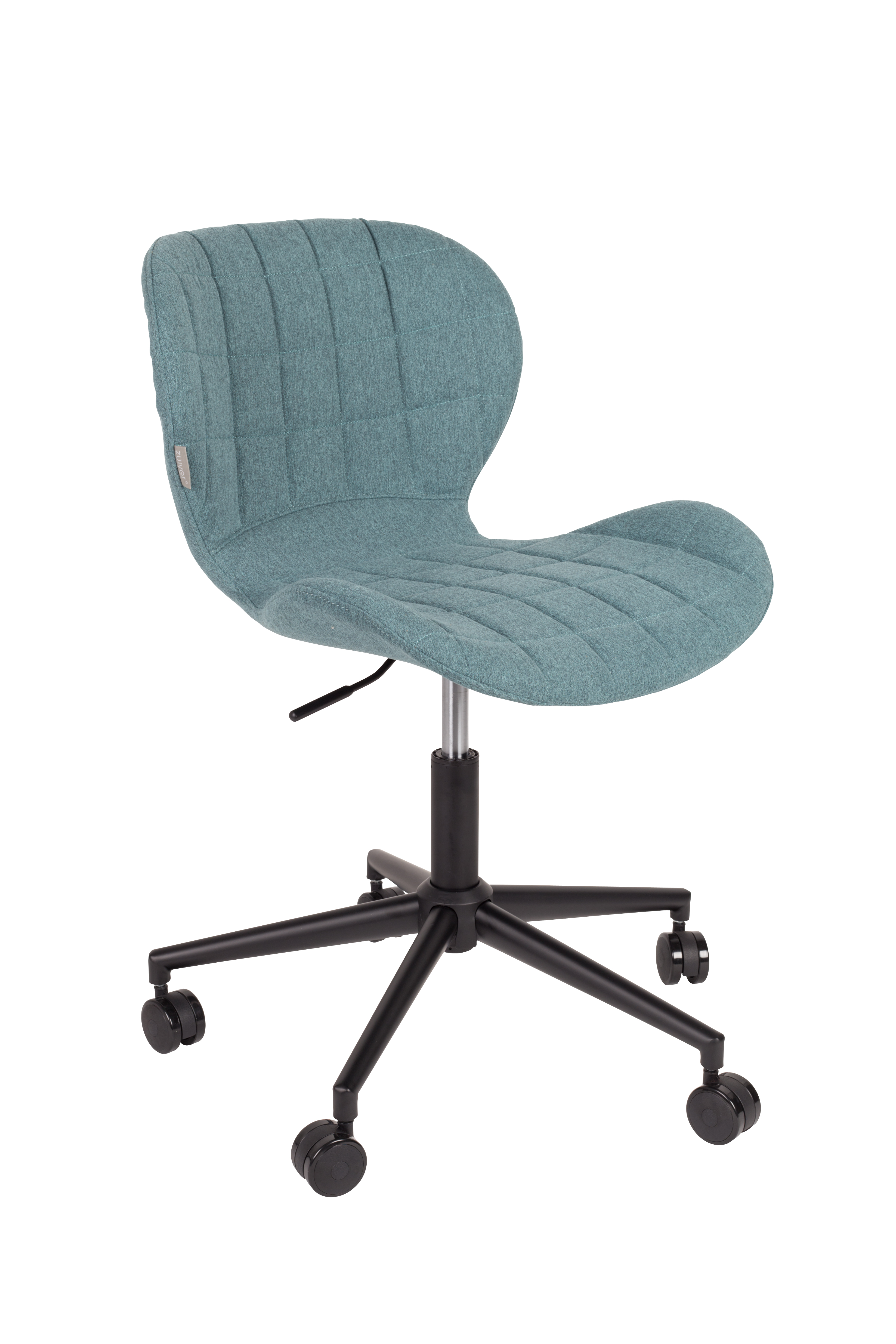 Zuiver Omg Kontorstol  Højdejusterbar     Hjul Blå Polyester Og Sort Metal