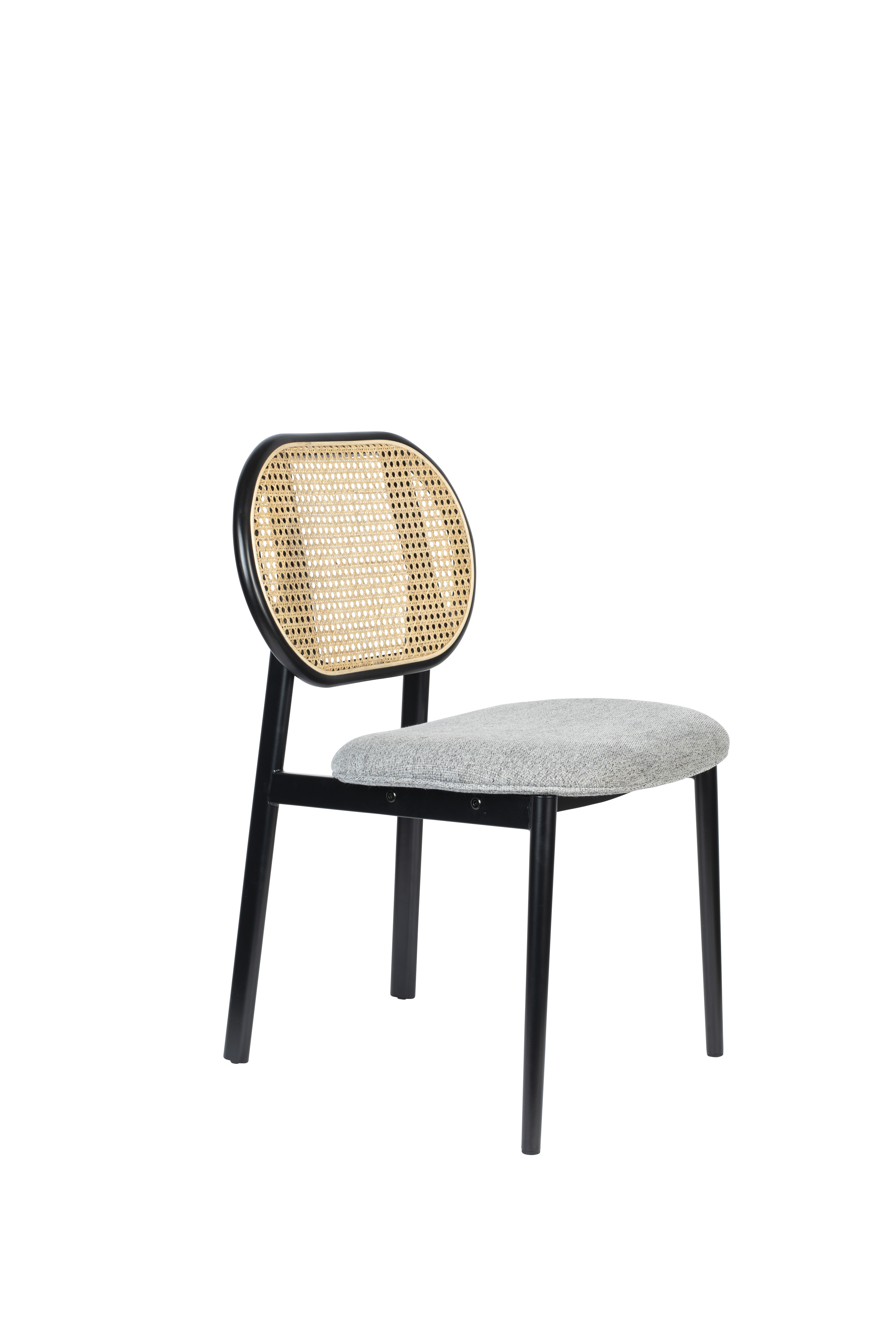 Zuiver Spike Spisebordsstol Natur Rattan  Grå Polyester Og Sort Stål