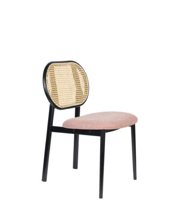 Zuiver Spike Spisebordsstol Natur Rattan  Lyserød Polyester Og Sort Stål