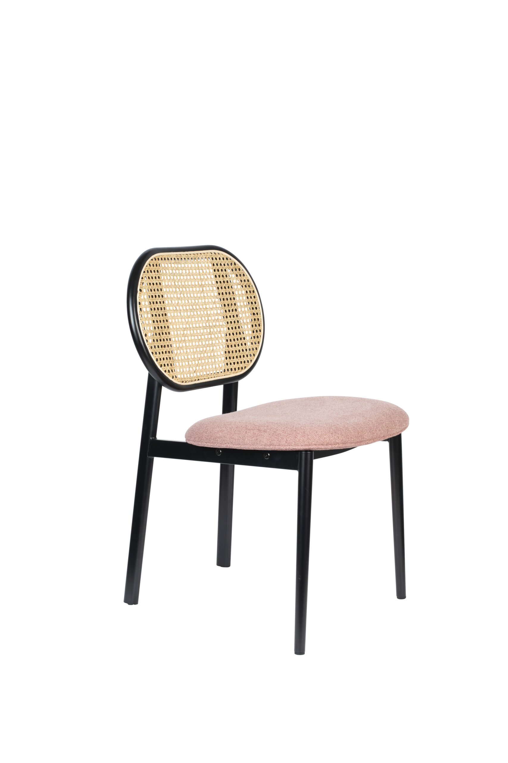 Zuiver Spike Spisebordsstol Natur Rattan  Lyserød Polyester Og Sort Stål