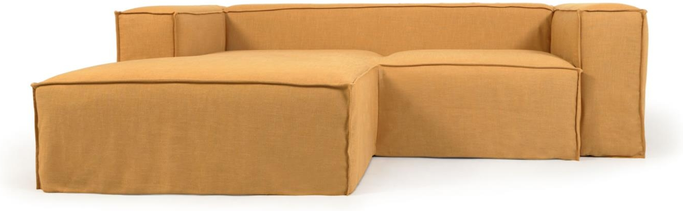 -personers Chaiselong-sofa Venstrevendt Kave Home Blok Sennepsgul 240x174 Cm