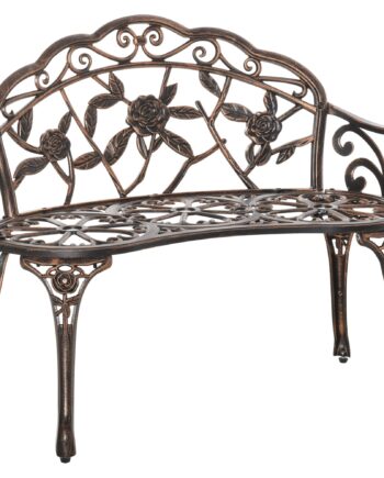 -personers Metal Havebænk  Bænk   Retrostil  Parkbænk Med Blomstermønster  100   54   78 Cm  Bronze