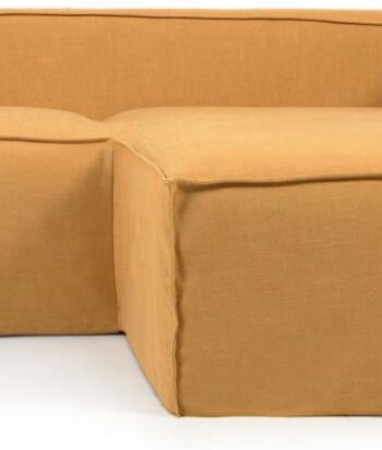 -personers Sofa Kave Home Blok Højrevendt Chaiselongue Sennepsgul 240 Cm