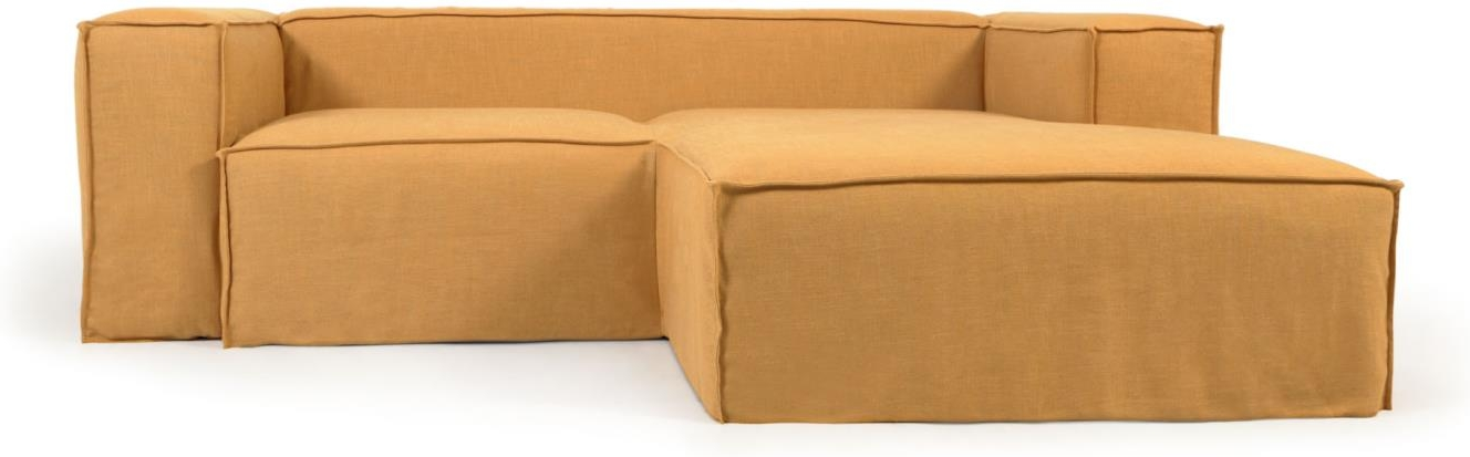 -personers Sofa Kave Home Blok Højrevendt Chaiselongue Sennepsgul 240 Cm