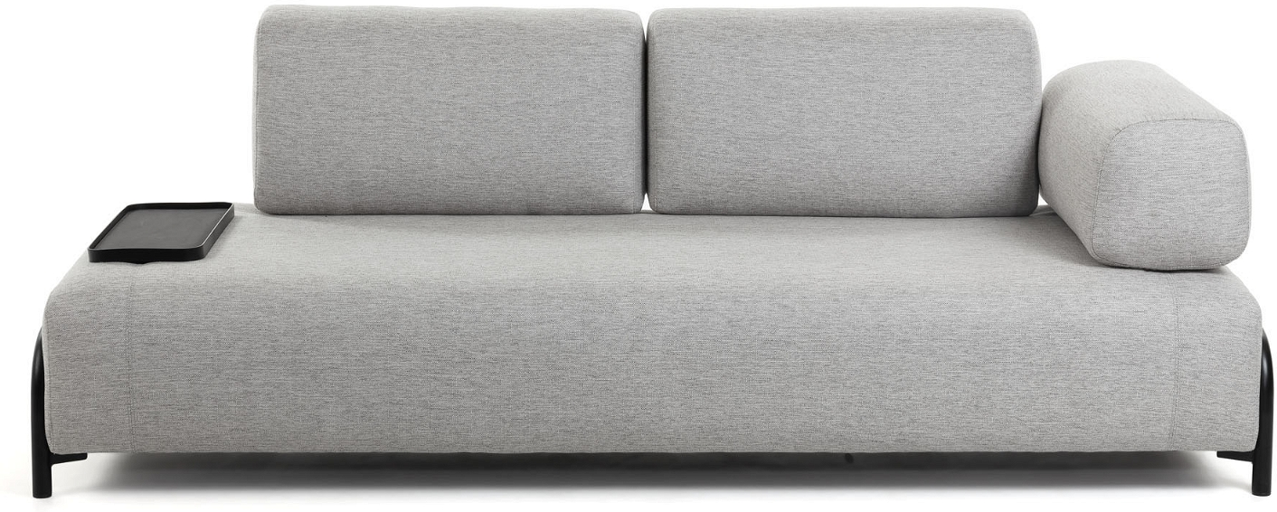 -personers Sofa Kave Home Compo Gråt Pletafvisende Stof Med Justerbar Bakke