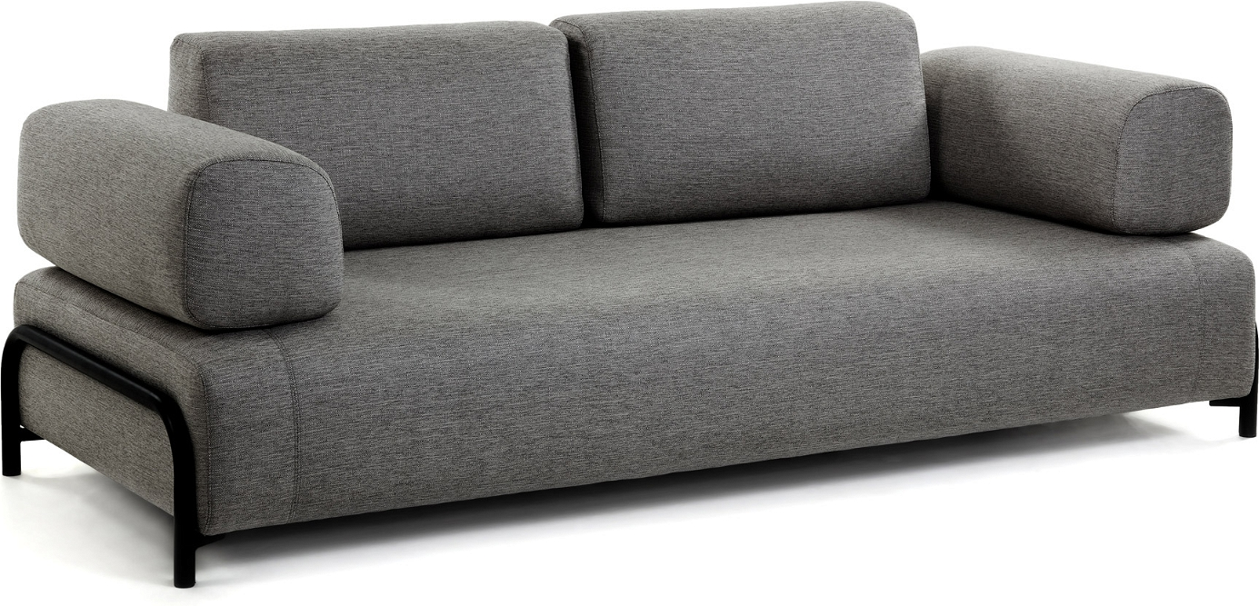 -personers Sofa Kave Home Compo Sort Stof   Nordisk Design  Aftagelige Betræk  Pletafvisende  232x98 Cm