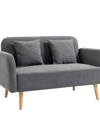 -personers Sofa Med   Puder  Lille Loveseat Med Fløjlstop  Moderne Polstret Sofa Til Stue  Soveværelse  Lille Værelse  Grå 130   70   80 Cm