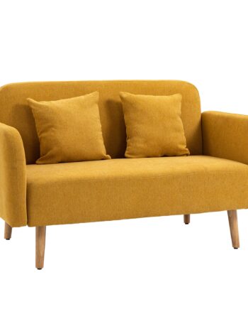 -personers Sofa Med   Puder  Lille Loveseat Med Fløjlstop  Moderne Polstret Sofa Til Stue  Soveværelse  Lille Værelse  Gul  130   70   80 Cm