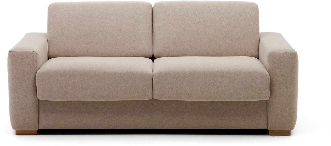 -personers Sovesofa Kave Home Anley Beige Med Italiensk åbnemekanisme  Aftageligt Betræk Og Bøgetræsben