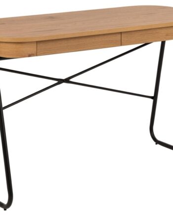 Act Nordic Blueton Skrivebord       Skuffer Mat Vild Eg Ru Papir Og Sort Stål  120x60