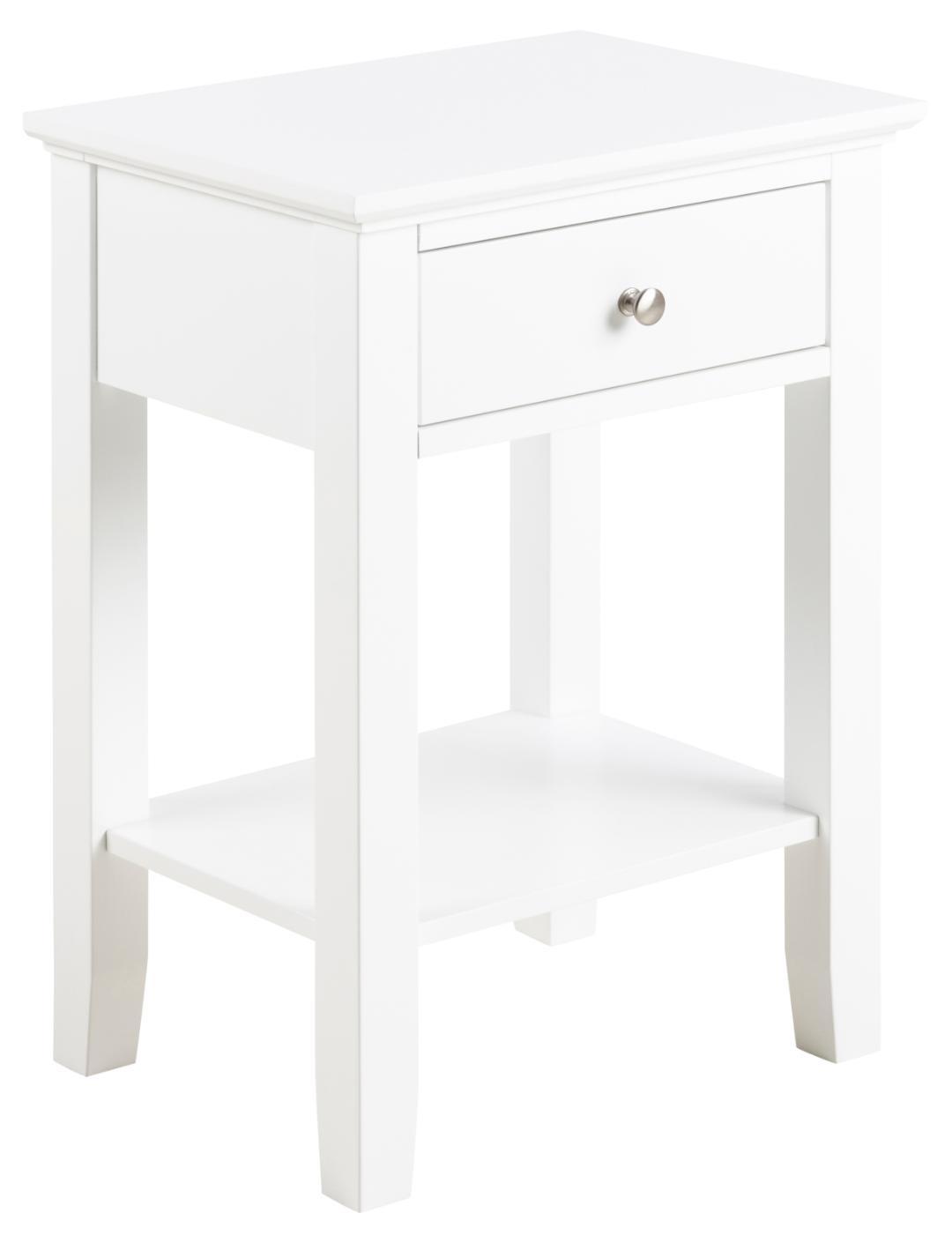 Act Nordic Linnea Sengebord Hylde Og Skuffe Hvid Mdf 45x34