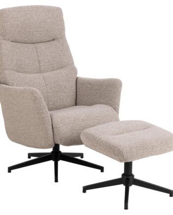 Act Nordic London Manuel Recliner     Fodskammel  Horisontal Syning Beige Stof Og Mat Sort Stål