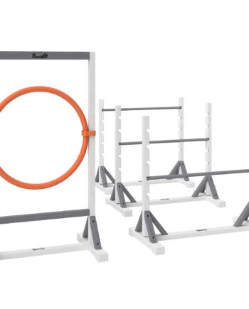 Agility Set Hunde  -delt Agilityudstyr Til Hundetræning Med Højdejusterbare Hækkedæk Hvide