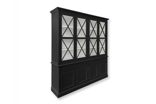 Alrø Vitrineskab 210x200x44 Cm Sort Hvid