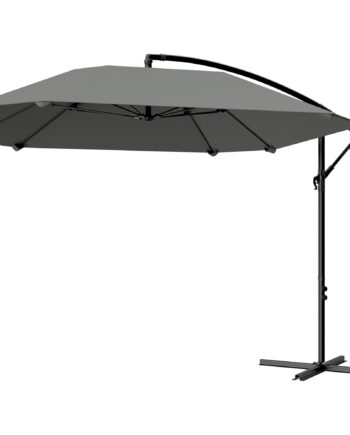 Aluminiums Fritstående Parasol    260 Cm  Vandtæt  Håndsvingsbetjent Parasol Med Stativ Og Håndsving  Mørkegrå