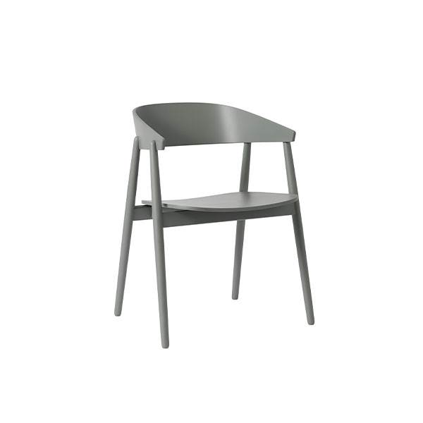 Andersen Furniture Ac2 Spisebordsstol   Bøg Grå   Brun Pu Lædersæde  : Erling Christensen Møbler