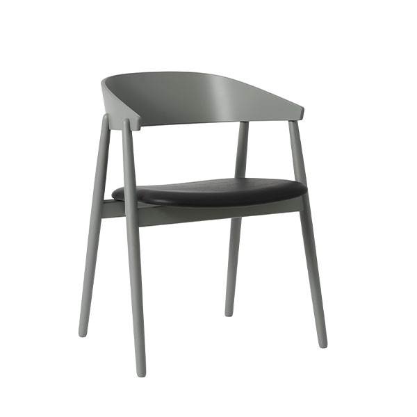 Andersen Furniture Ac2 Spisebordsstol   Bøg Grå   Sort Lædersæde  : Erling Christensen Møbler