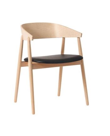 Andersen Furniture Ac2 Spisebordsstol   Bøg Hvidpig  Mat Lak   Sort Lædersæde  : Erling Christensen Møbler