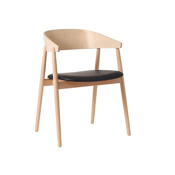 Andersen Furniture Ac2 Spisebordsstol Bøg Hvidpig Mat Lak Sort Lædersæde : Erling Christensen Møbler