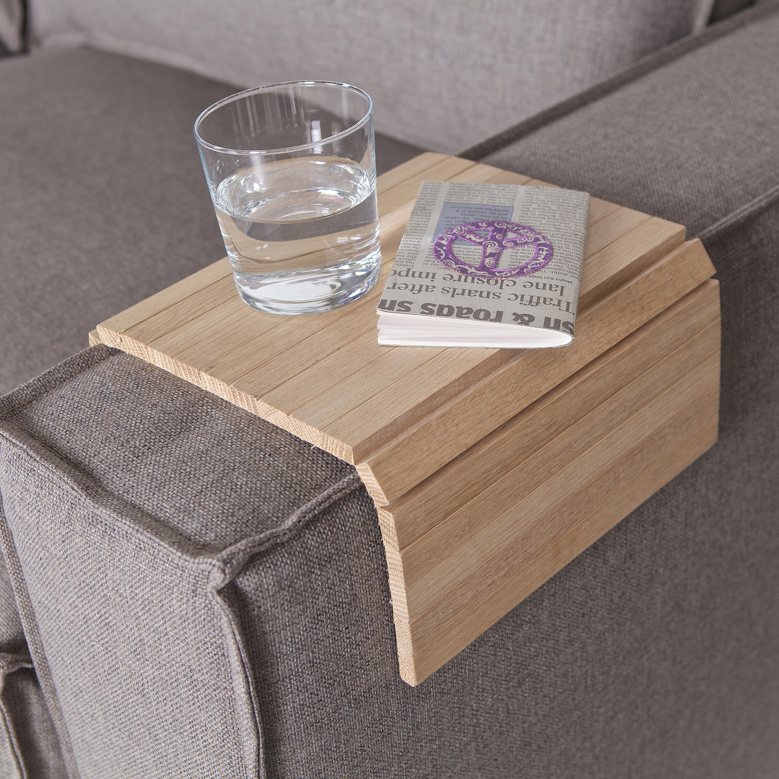 Armlænsbakke Woood Armrest   Fsc-eg 44ã 24 Cm Med Filtgreb Og Fleksibel Lameldesign Lys Natur