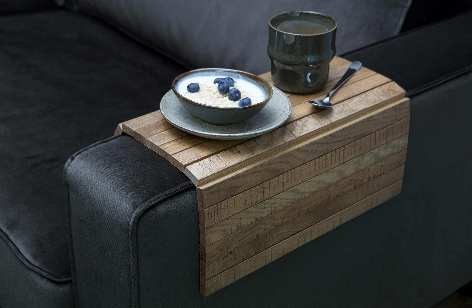 Armlænsbakke Woood Armrest Til Sofa   Natur Egetræ 45   36 Cm