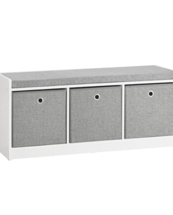 Bænk Med Opbevaringskasser  102x32x45 Cm  Hvid Og Grå